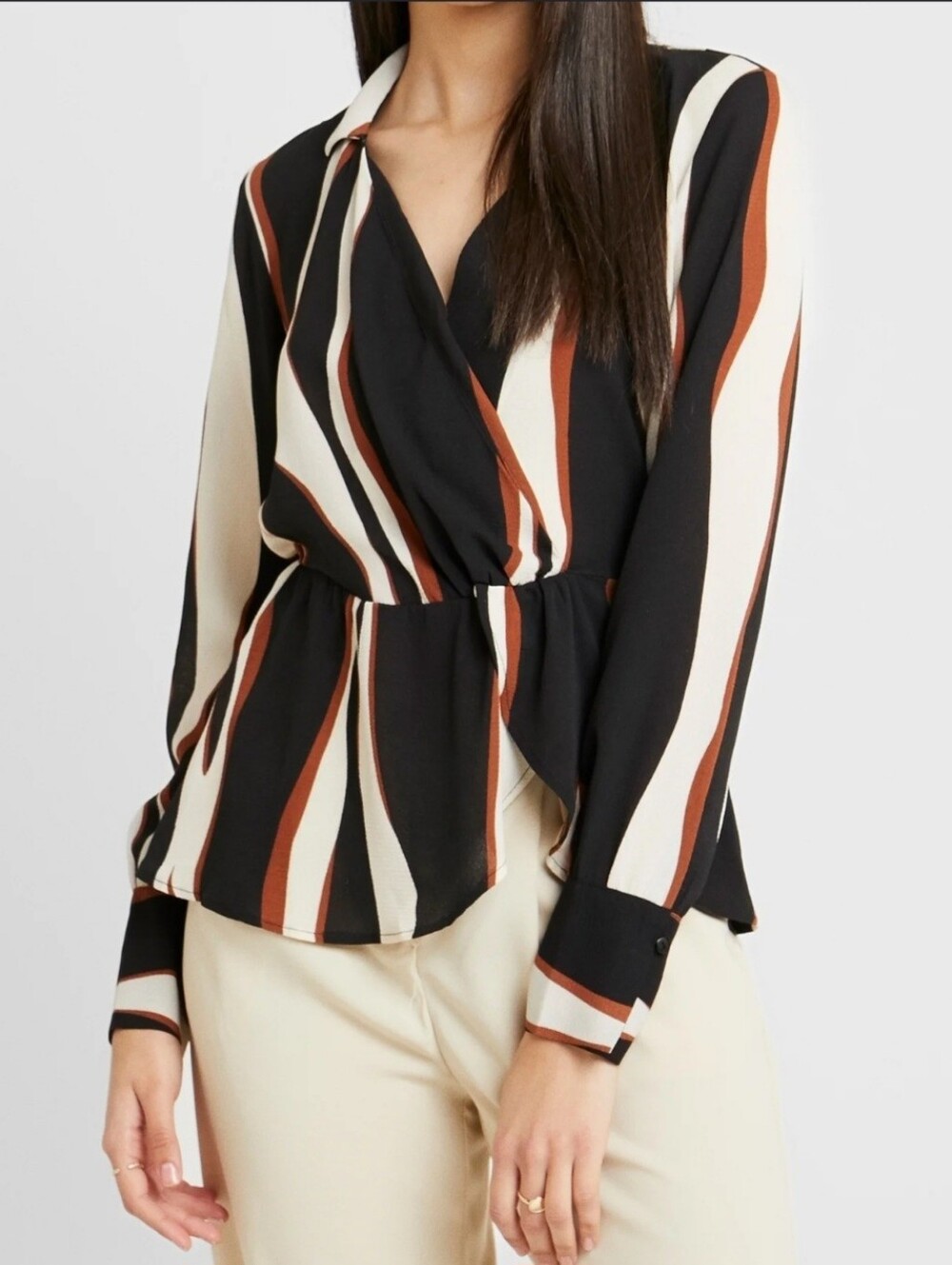 VERO MODA Striped Long Sleeve Blouse, Size Small (S)